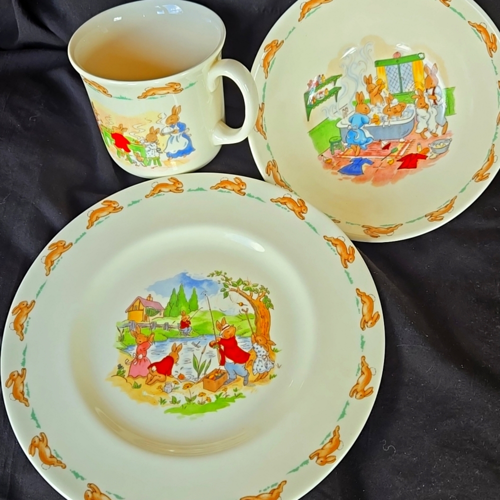 Bunnykins Royal Doulton Dinnerware Set with Playful Illustrations